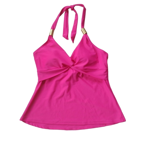 Krista Pink Swimsuit Tankini Top Size Medium Women's Fuschia Barbie Bright - Picture 1 of 6